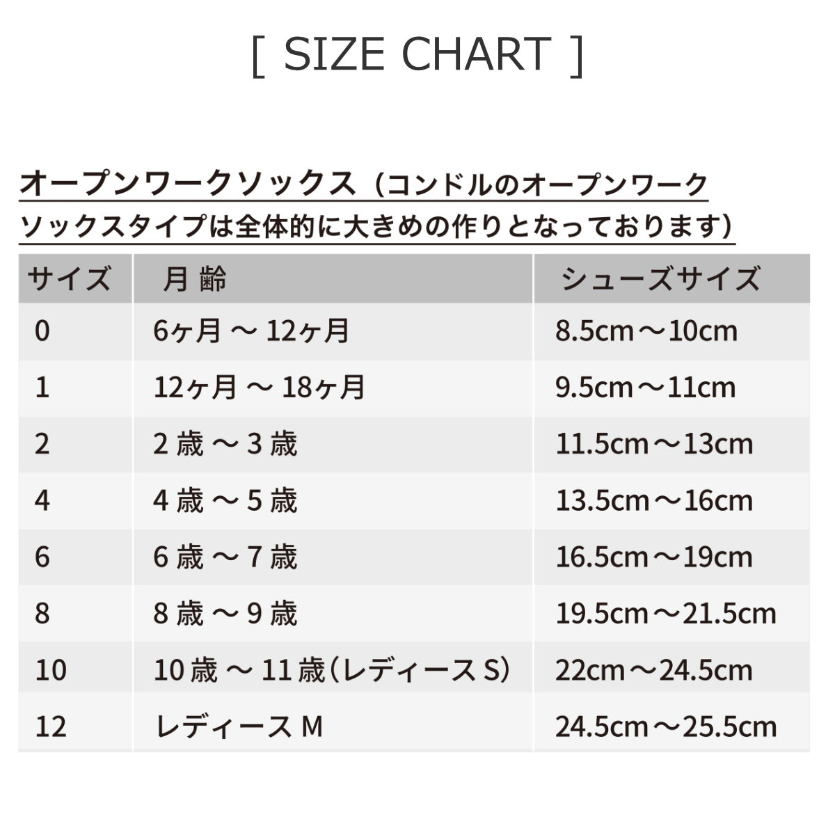 パールオープンワークショートソックス6ヶ月～3歳