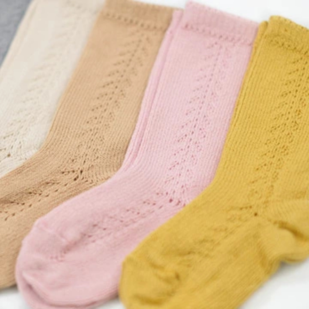 ウォームコットンニーソックスサイドオープンワーク（WARMCOTTONKNEESOCKSWITHSIDEOPENWORK）12ヶ月-18ヶ月