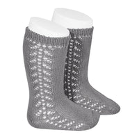 ウォームコットンニーソックスサイドオープンワーク（WARMCOTTONKNEESOCKSWITHSIDEOPENWORK）12ヶ月-18ヶ月