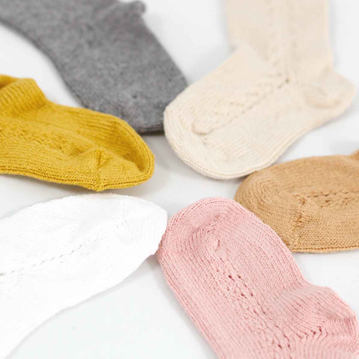 ウォームコットンニーソックスサイドオープンワーク（Warmcottonkneesockswithsideopenwork）4～7歳