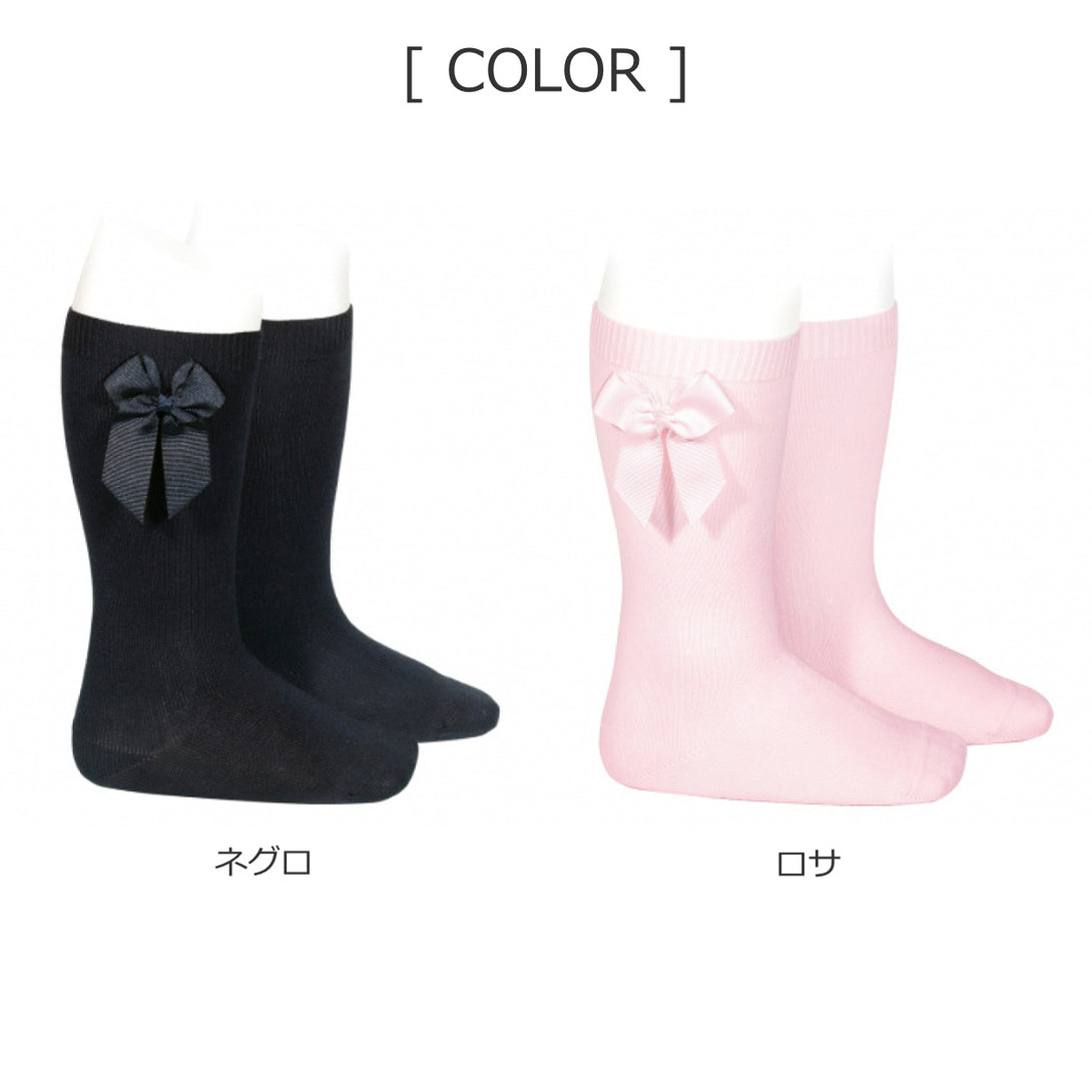 ニー ソックス（リボン付）（Knee socks with side grosgrain bow） 6ヶ月～2歳