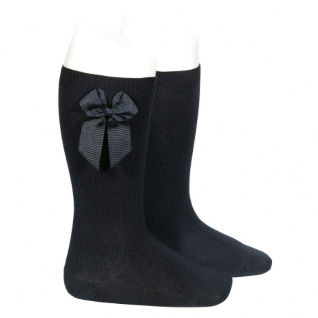 ニー ソックス（リボン付）（Knee socks with side grosgrain bow） 6ヶ月～2歳