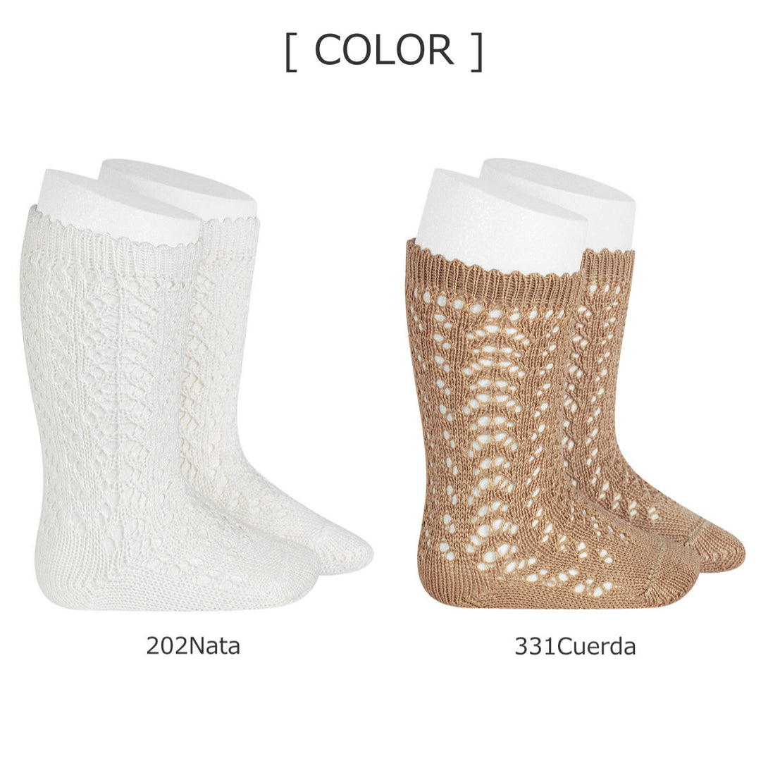 コットンオープンワークニーハイソックス（CottonOpenworkKnee-HighSocks）8～9歳