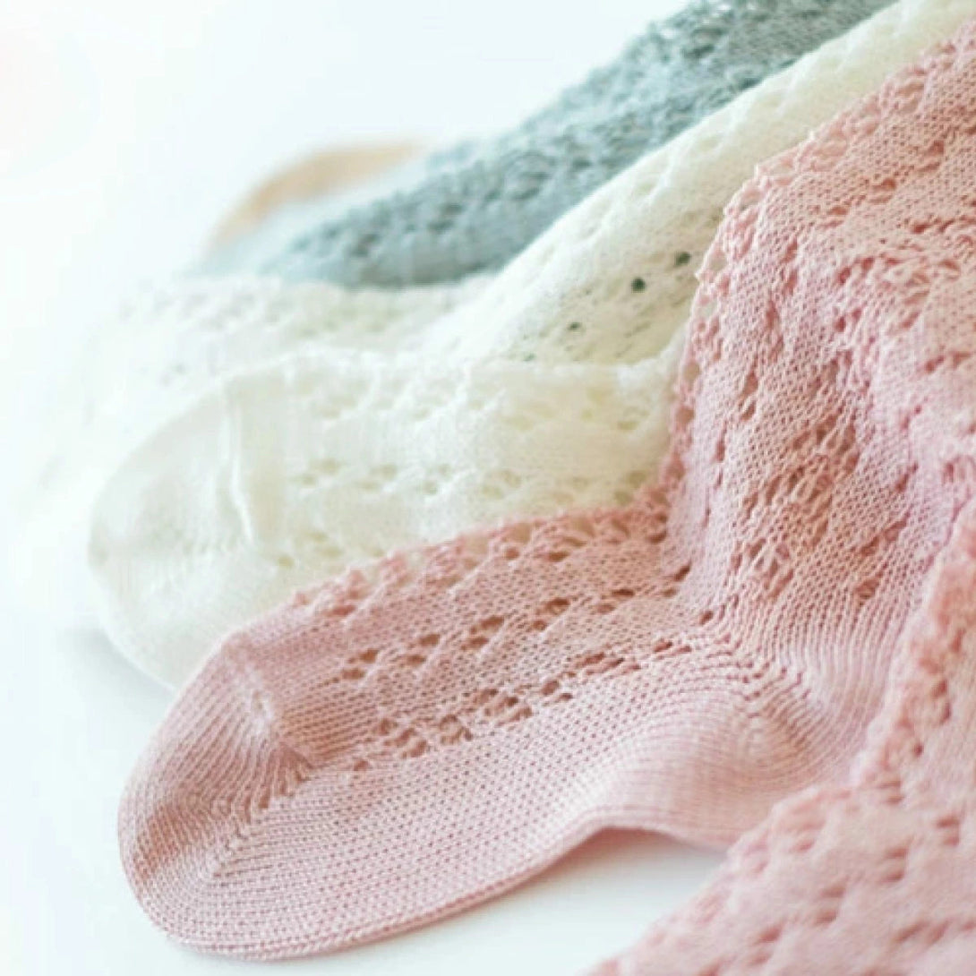 コットンオープンワークニーハイソックス（CottonOpenworkKnee-HighSocks）8～9歳