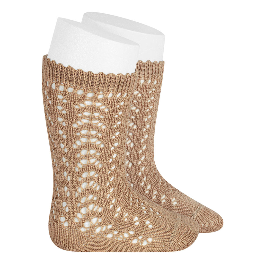 コットンオープンワークニーハイソックス（CottonOpenworkKnee-HighSocks）8～9歳