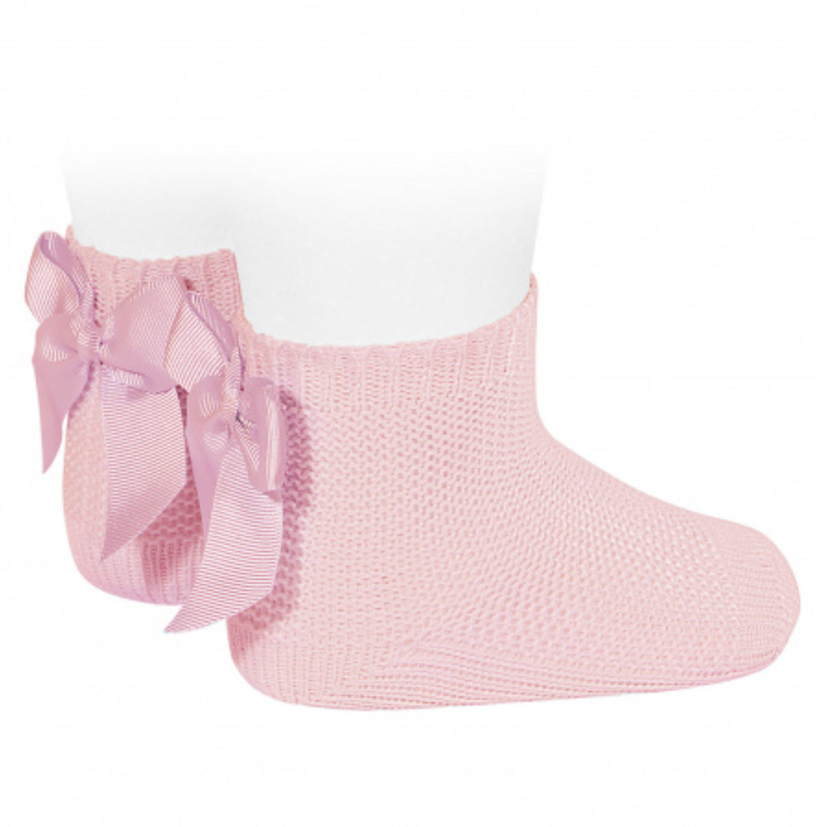 ガーターステッチ ショート ソックス（リボン付 ）（Garter stitch short socks with bow） 1歳半～2歳