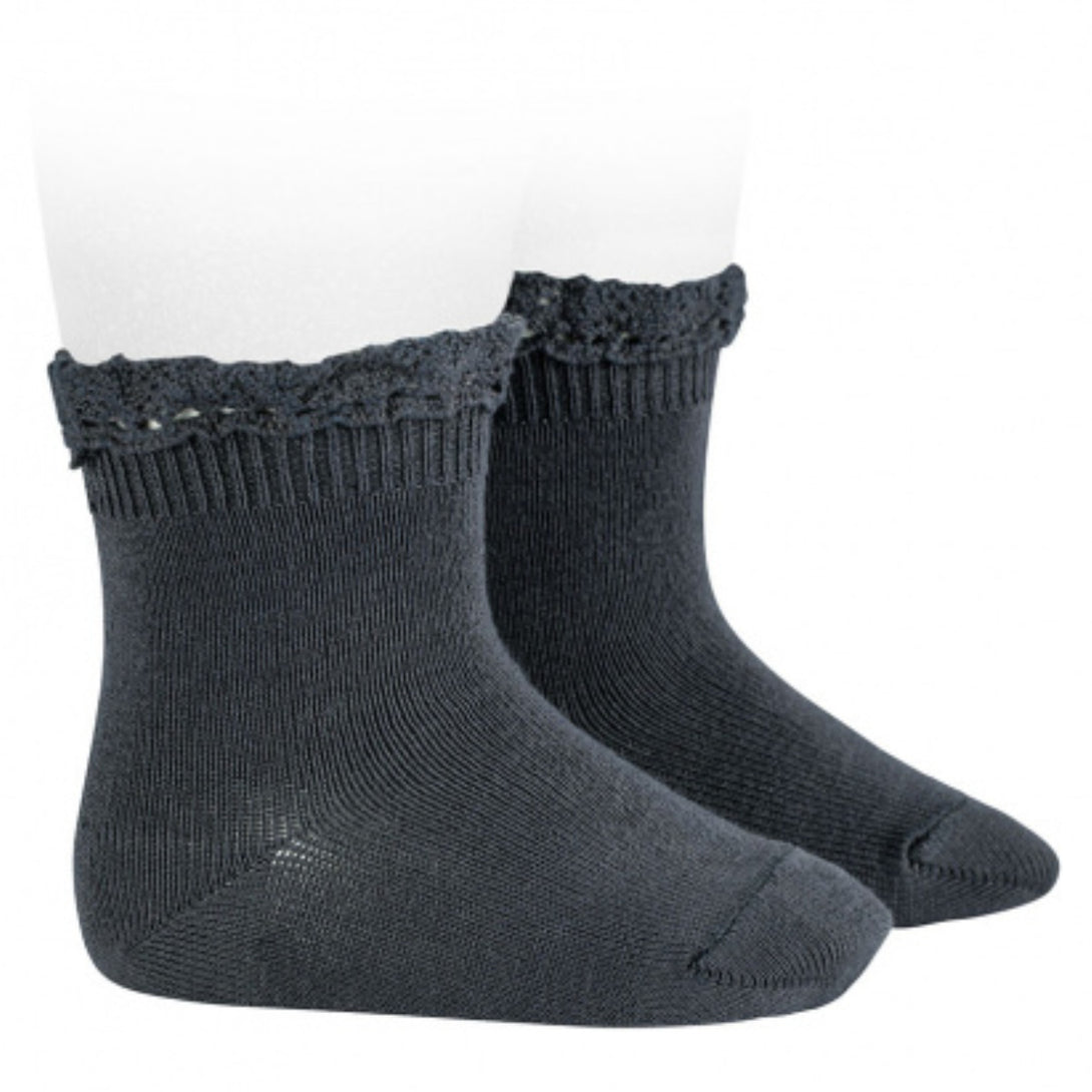 ショート ソックス（レース エッジング カフ ）（Short socks with lace edging cuff） 6ヶ月～2歳
