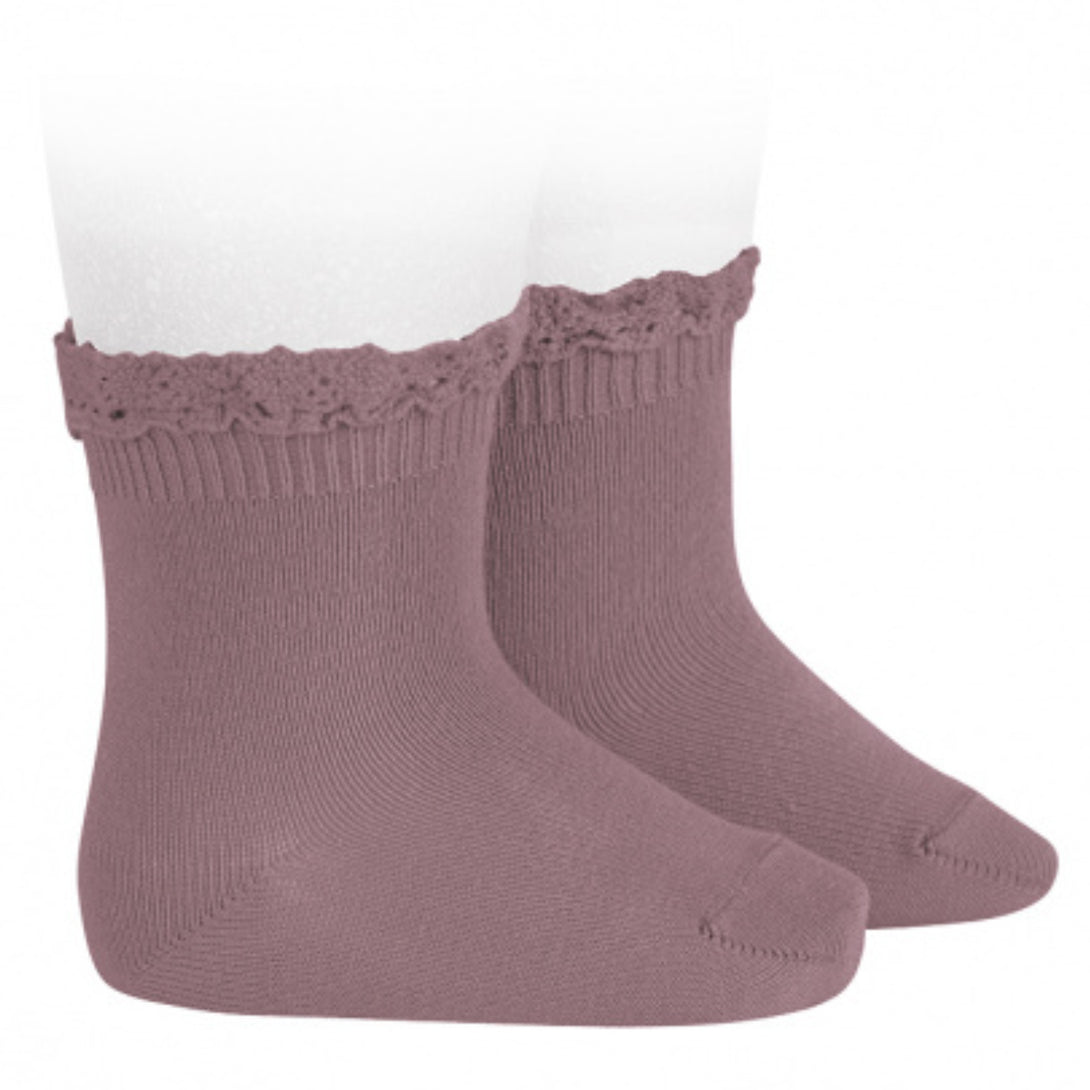 ショート ソックス（レース エッジング カフ ）（Short socks with lace edging cuff） 6ヶ月～2歳