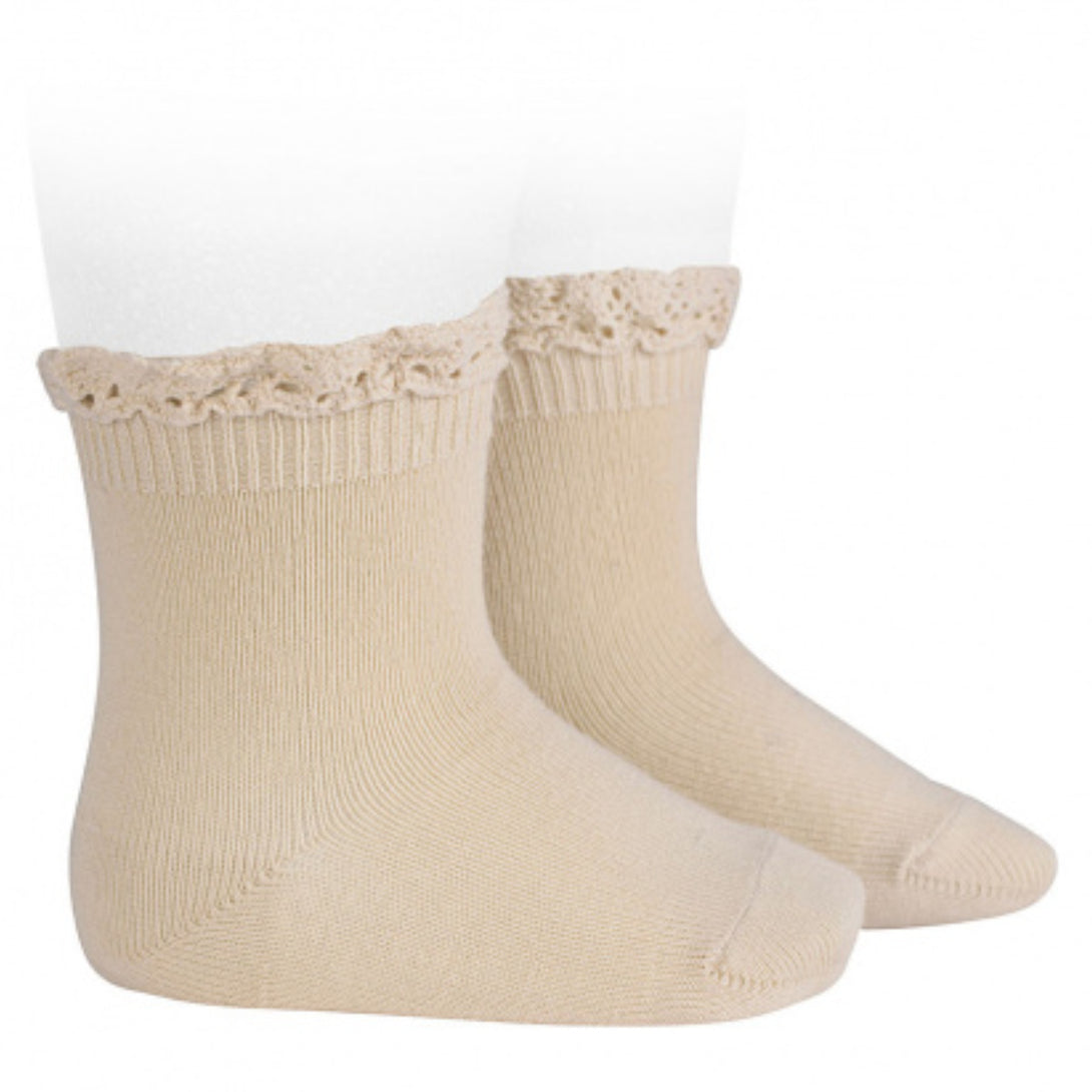 ショート ソックス（レース エッジング カフ ）（Short socks with lace edging cuff） 6ヶ月～2歳
