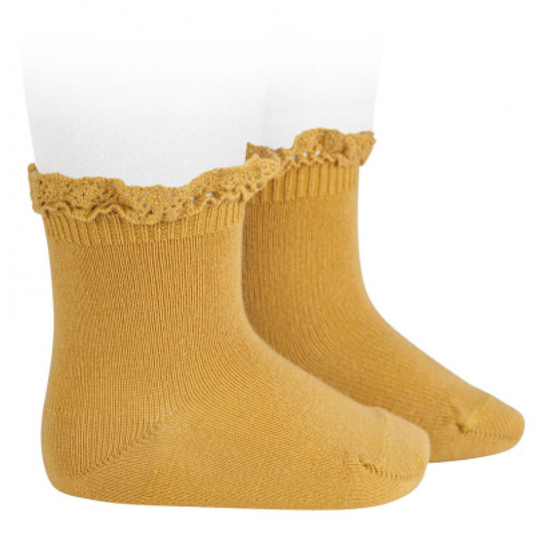 ショート ソックス（レース エッジング カフ ）（Short socks with lace edging cuff） 6ヶ月～2歳