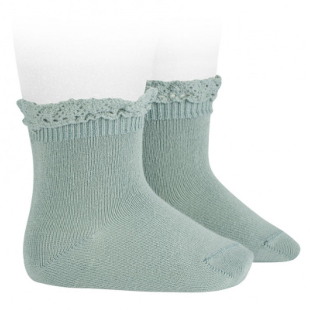 ショート ソックス（レース エッジング カフ ）（Short socks with lace edging cuff） 6ヶ月～2歳