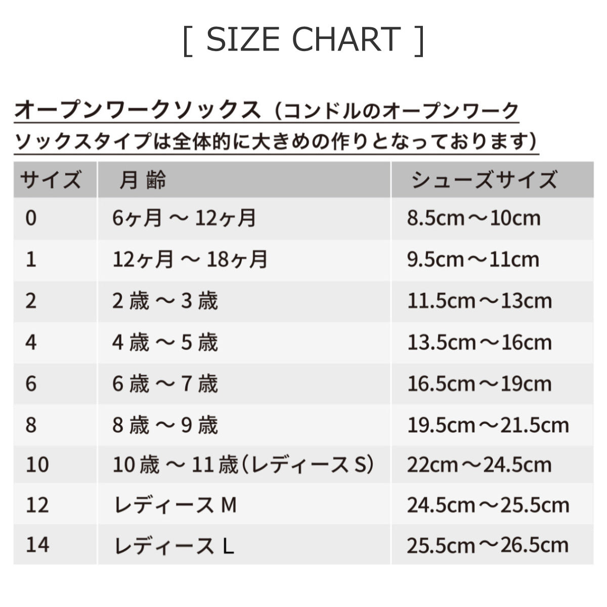 ウォームコットンショートソックスサイドオープンワーク6ヶ月～3歳