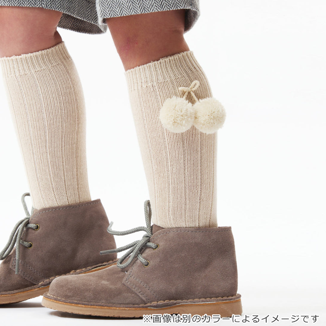 ポンポン付きウォームコットンリブニーソックス14.5～19.5cm